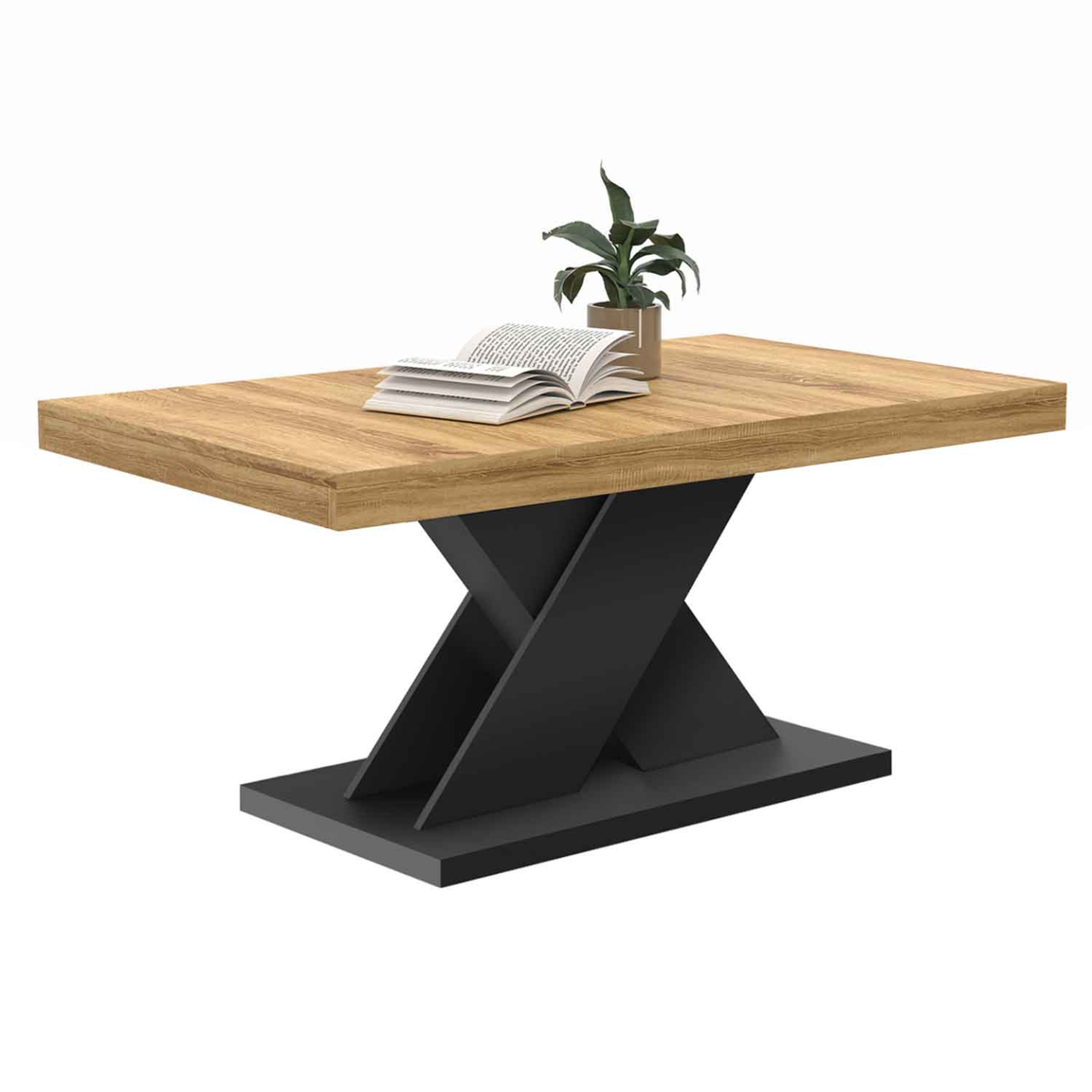 ID MARKET Table basse alicia plateau bois et pied x noir