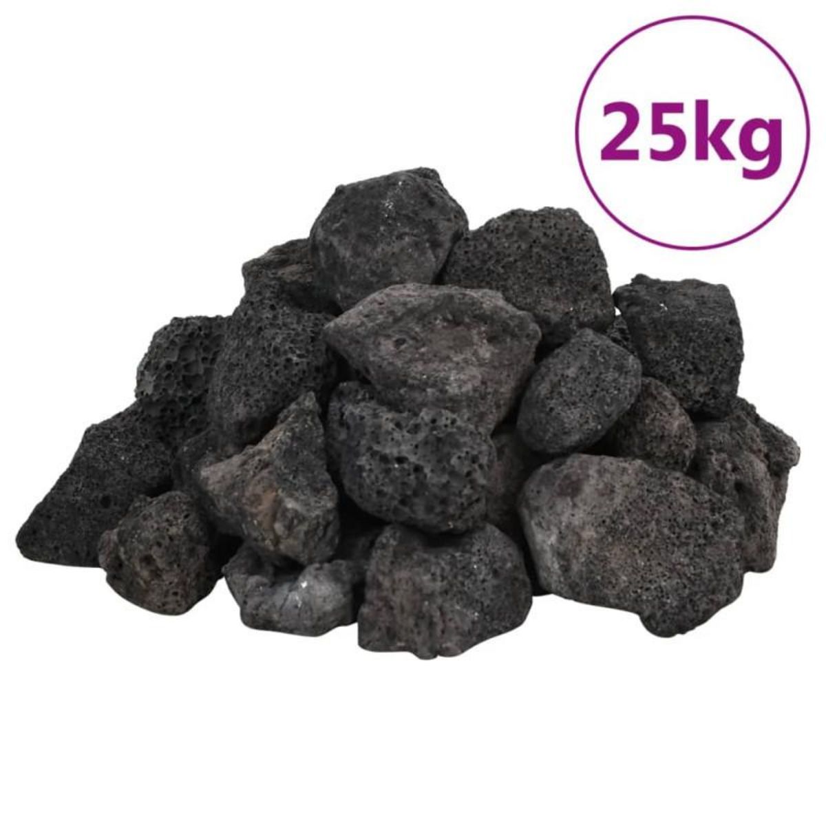 VIDAXL Roches volcaniques 25 kg noir 3 5 cm