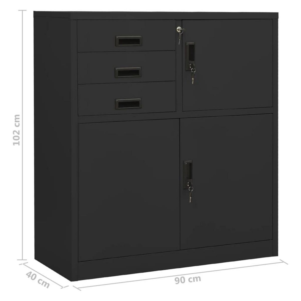 VIDAXL Armoire de bureau Anthracite 90x40x102 cm Acier