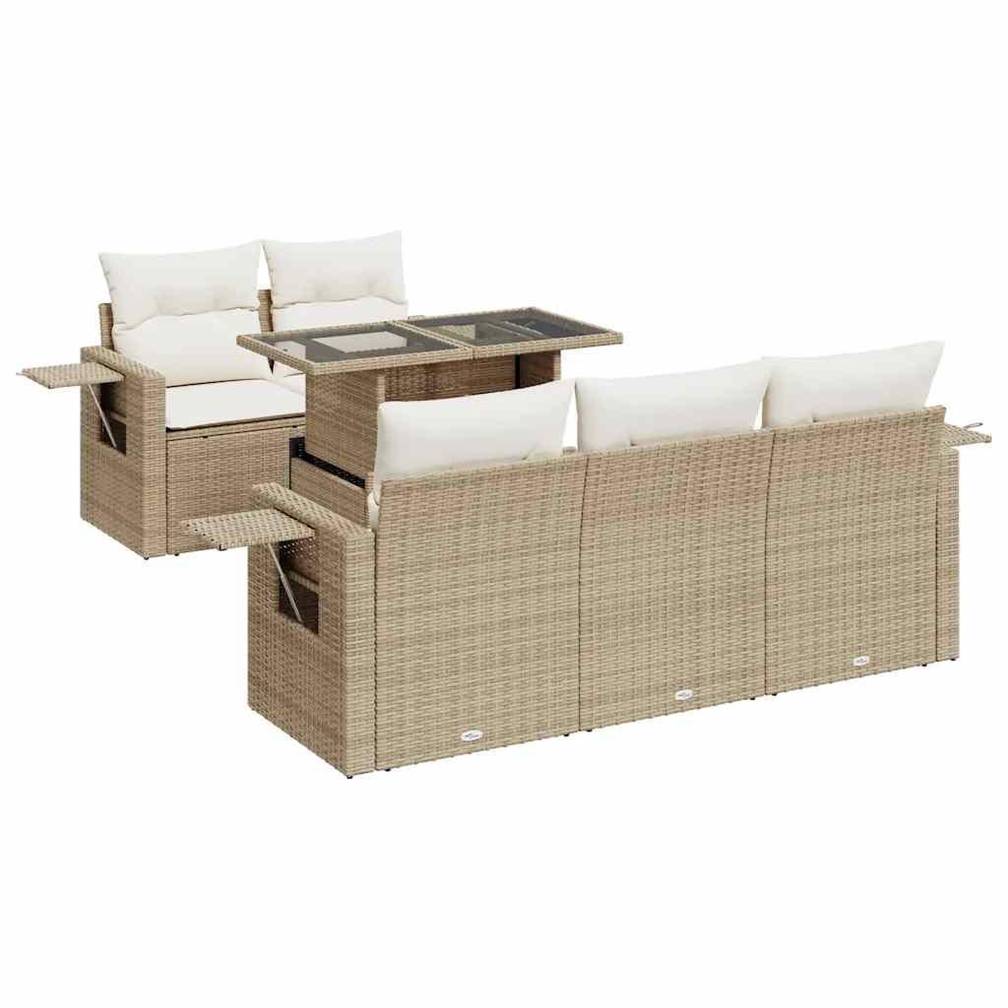 Voir la diapositive 2 : VIDAXL Salon de jardin avec coussins 6 pcs beige resine tressee