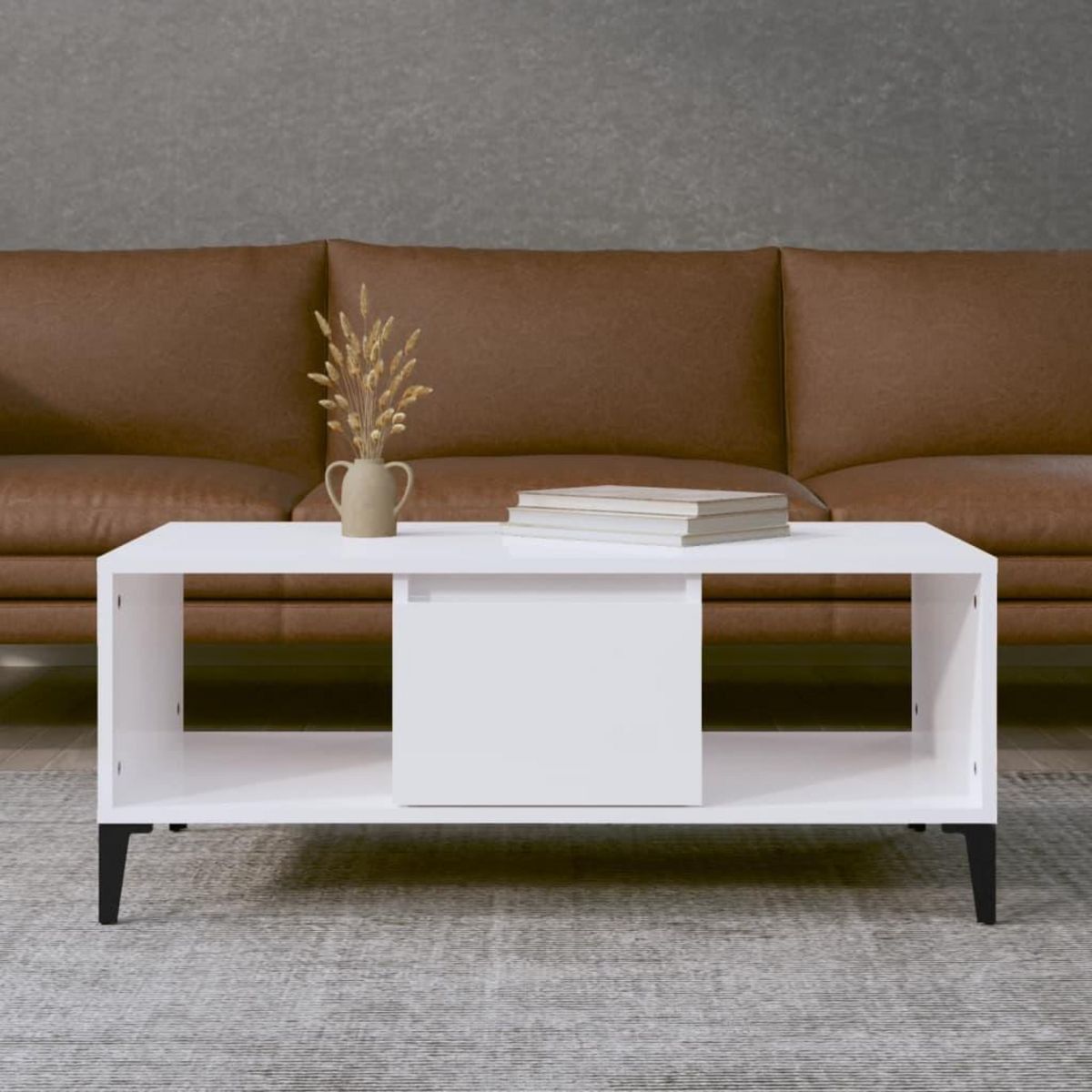 VIDAXL Table basse Blanc brillant 90x50x36,5 cm Bois d'ingenierie