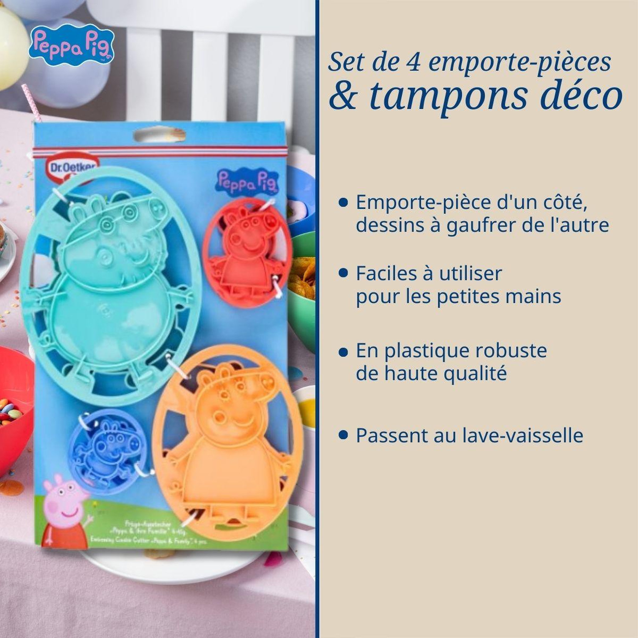 Voir la diapositive 4 : DR.OETKER Set de 4 tampons et emporte-pièces pour enfants dr. Oetker peppa pig