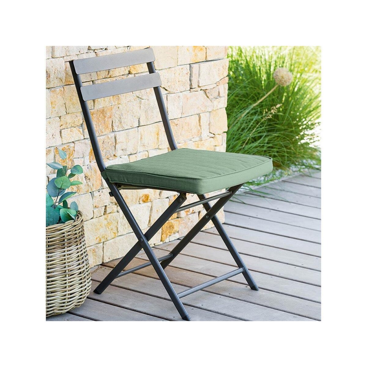 HESPERIDE Galette de chaise de jardin Olive - 40 x 40 cm - Hespéride