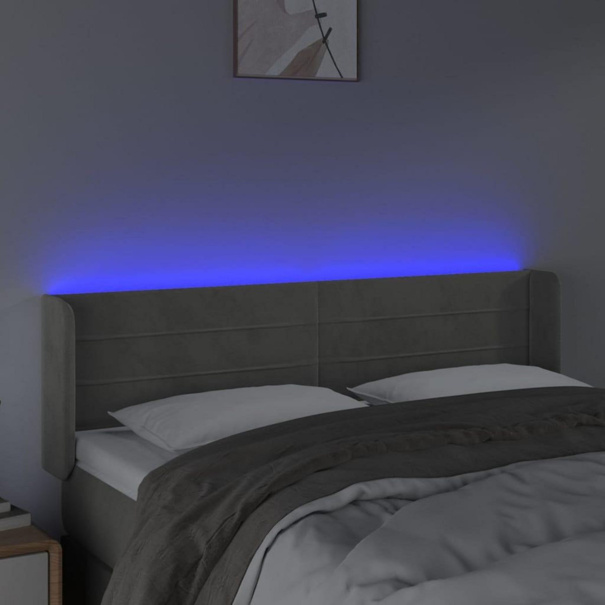 VIDAXL Tete de lit a LED Gris clair 147x16x78/88 cm Velours