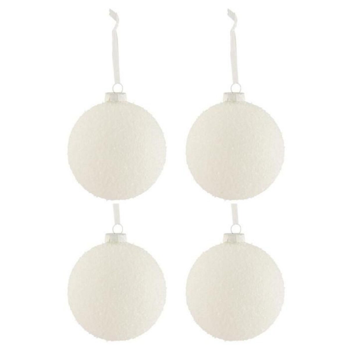 Paris Prix Lot de 4 Boules de Noël  Enneigée  12cm Blanc