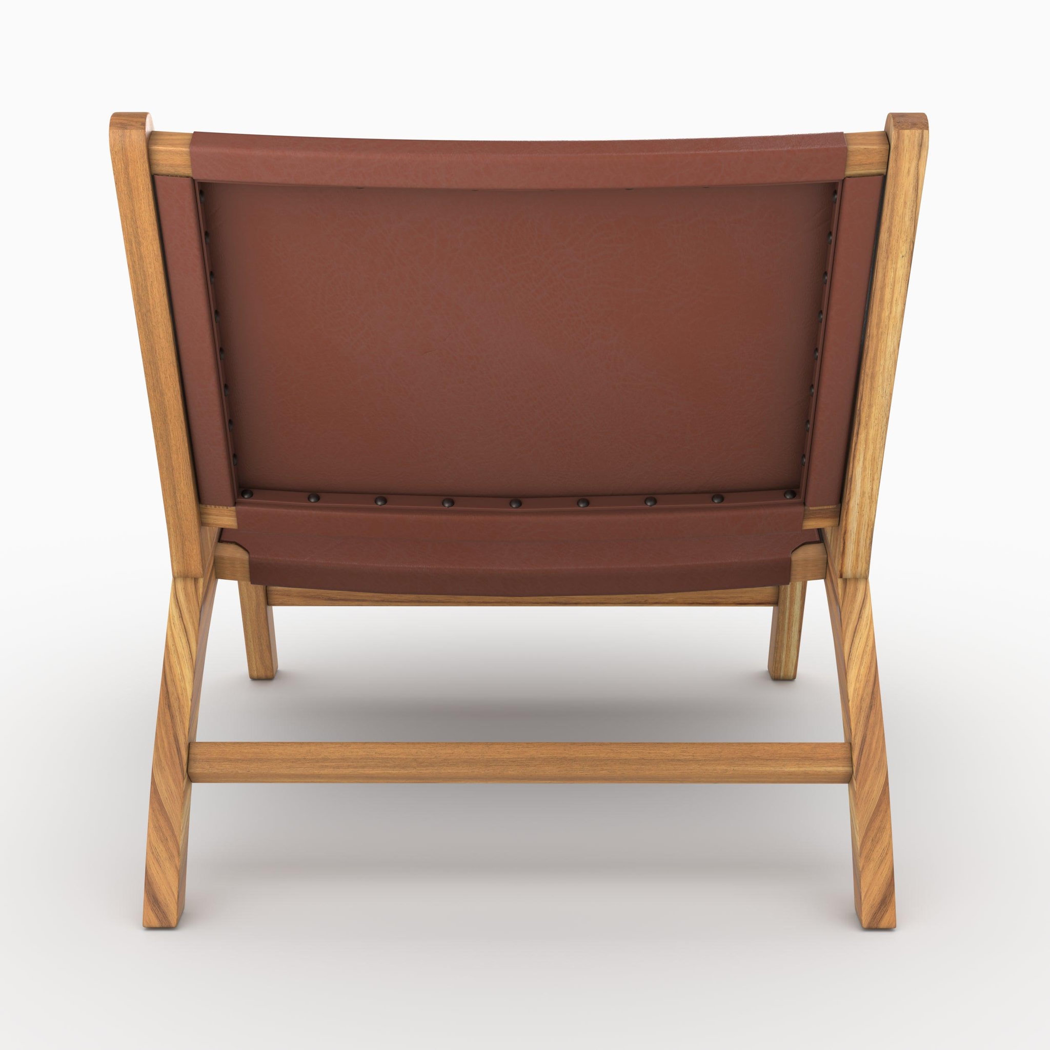 Voir la diapositive 3 : MAISON PAVANE Fauteuil  en teck et cuir lisse marron-kuna