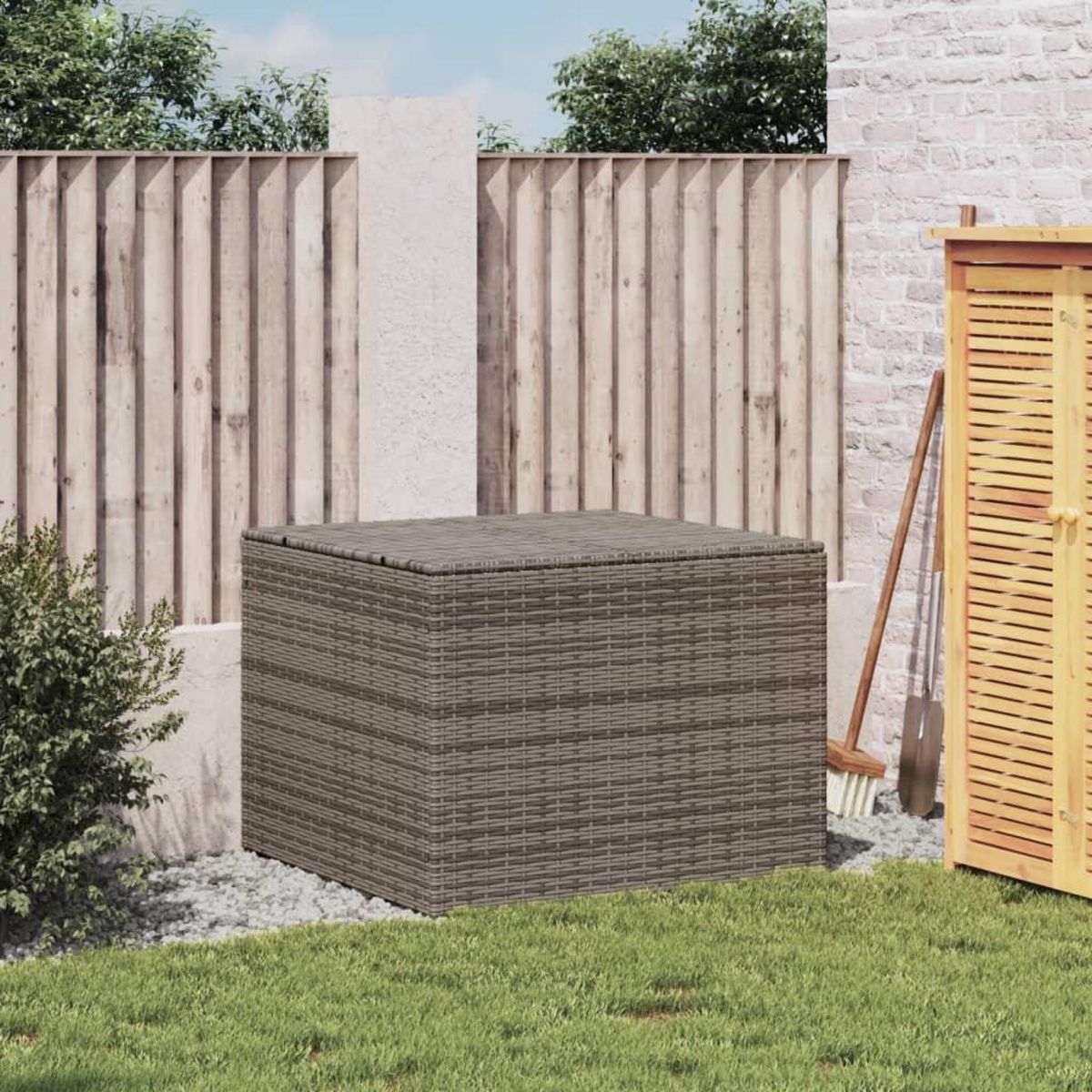 VIDAXL Boîte de rangement de jardin gris 291L resine tressee