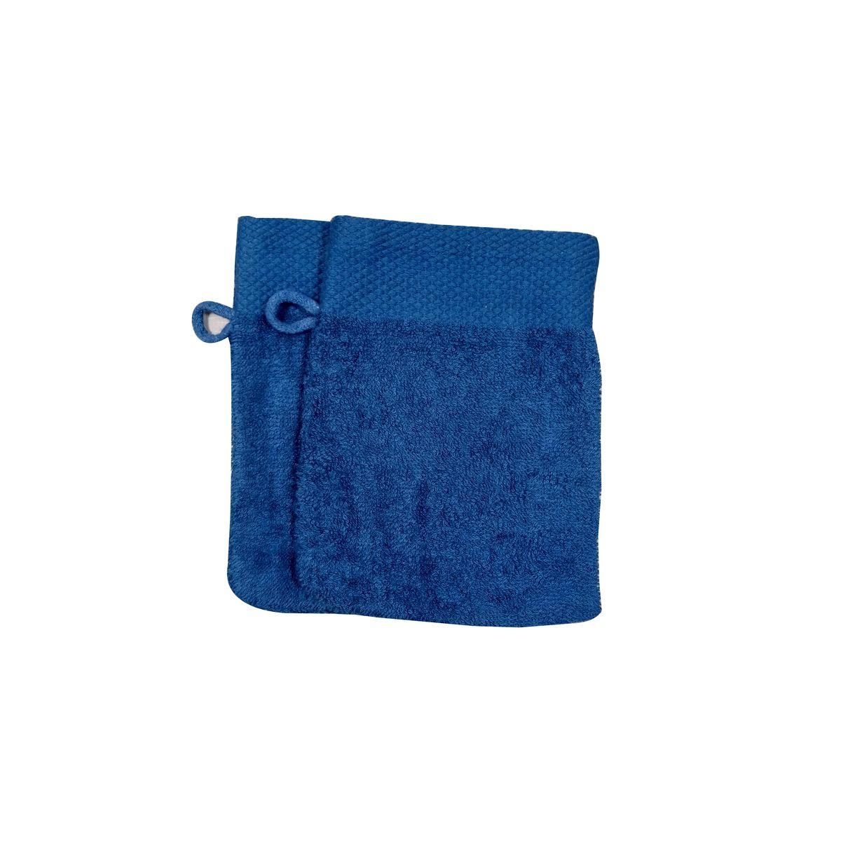 Lot de 2 gants de toilette uni en coton 450gsm