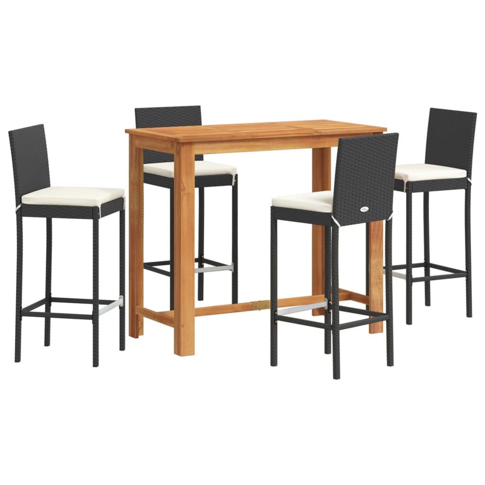 Voir la diapositive 2 : VIDAXL Ensemble de bar de jardin 5 pcs noir bois massif acacia rotin