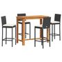 Voir la diapositive 2 : VIDAXL Ensemble de bar de jardin 5 pcs noir bois massif acacia rotin