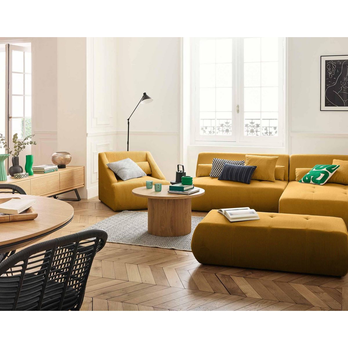 LISA DESIGN Onyx - fauteuil - en velours côtelé