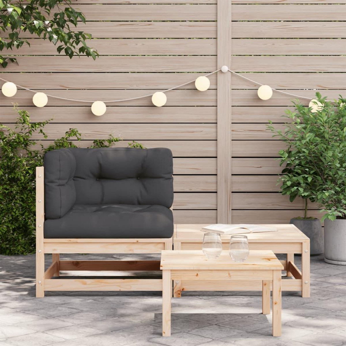 VIDAXL Canape d'angle de jardin avec coussins et repose-pieds