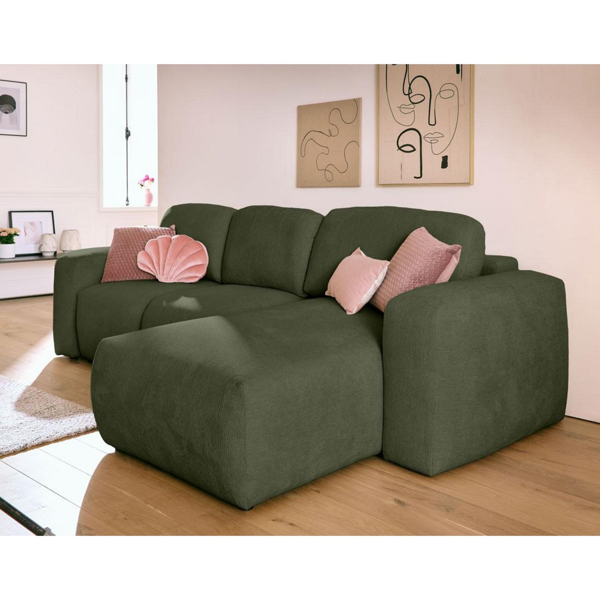 LISA DESIGN Sorrente - canapé d'angle réversible - convertible avec coffre - 4 places - en tissu texturé