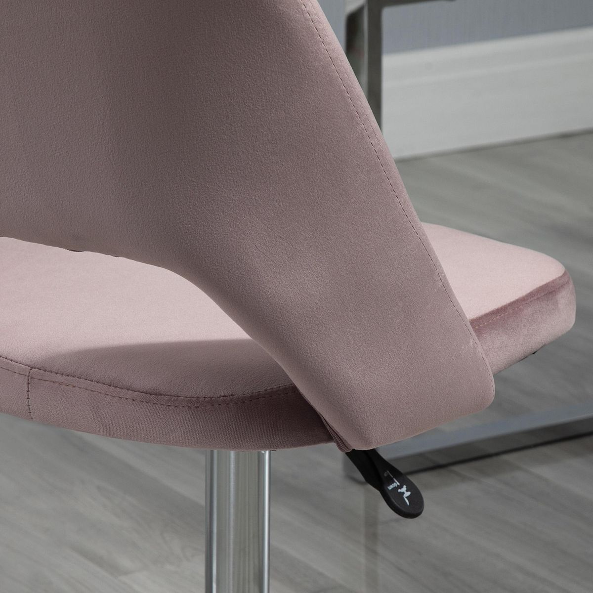 VINSETTO Vinsetto Chaise de bureau design contemporain dossier ergonomique ajouré strié hauteur réglable pivotante 360° piètement chromé velours rose poudré