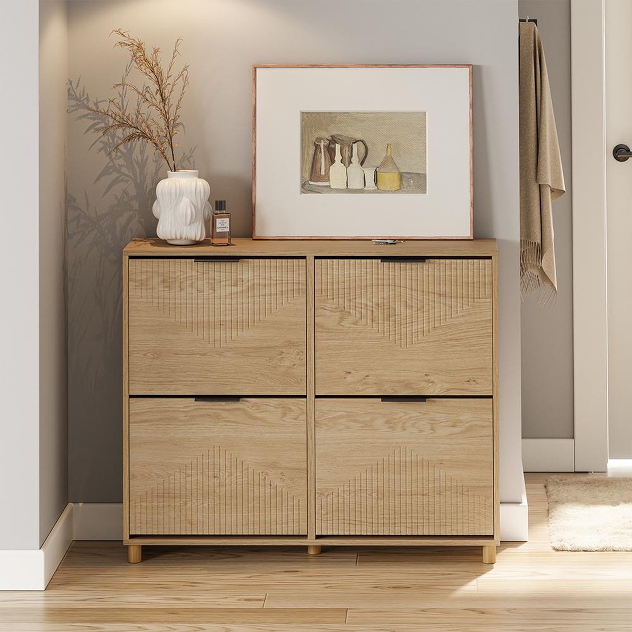 Voir la diapositive 6 : SOBUY Rangement à chaussures Chêne clair 100x24x83 cm FSR214-N