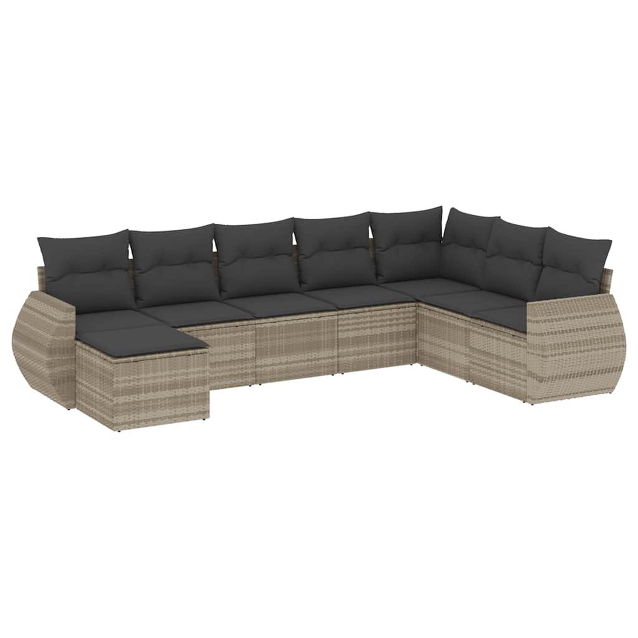 Voir la diapositive 2 : VIDAXL Salon de jardin 8 pcs avec coussins gris clair resine tressee