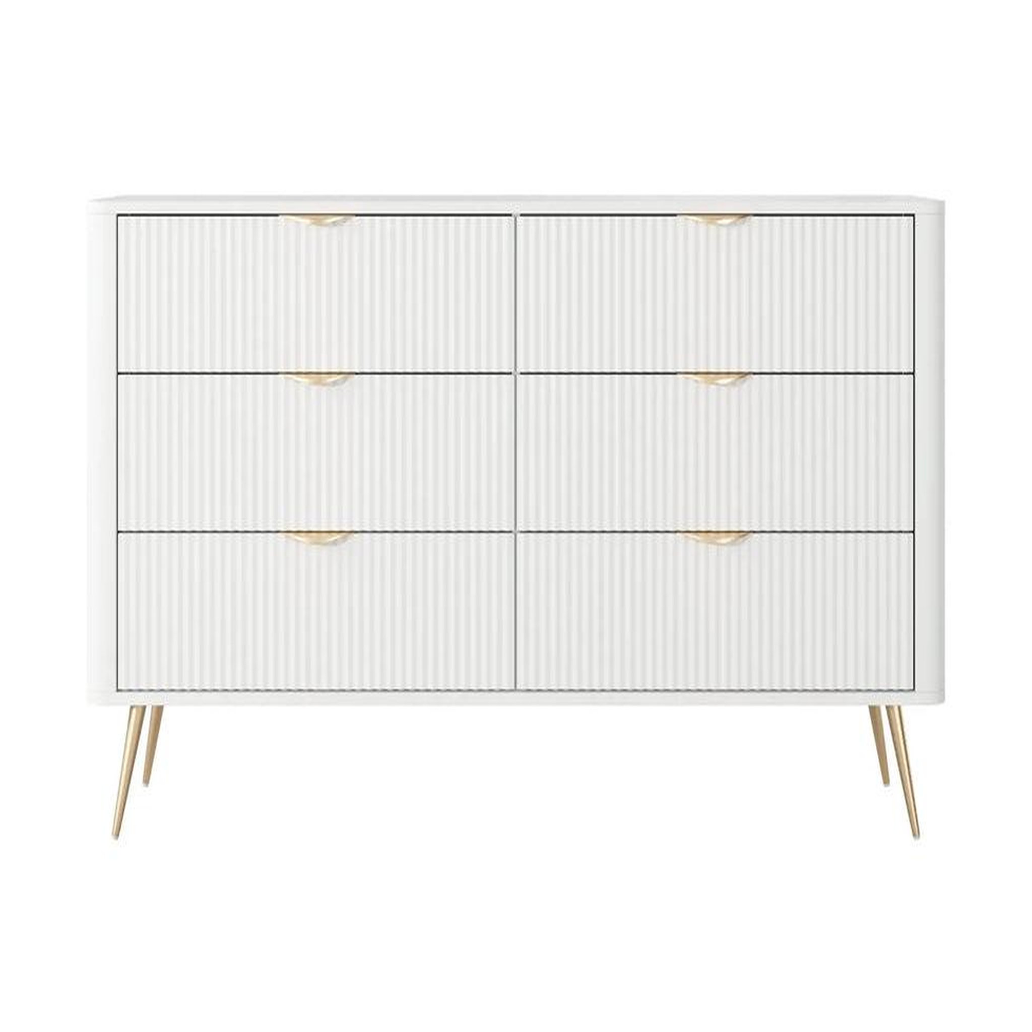 CASANOVA PARIS JOUDY - Buffet 163cmeffet rainuré. Coloris disponibles : Blanc, Noir, Beige