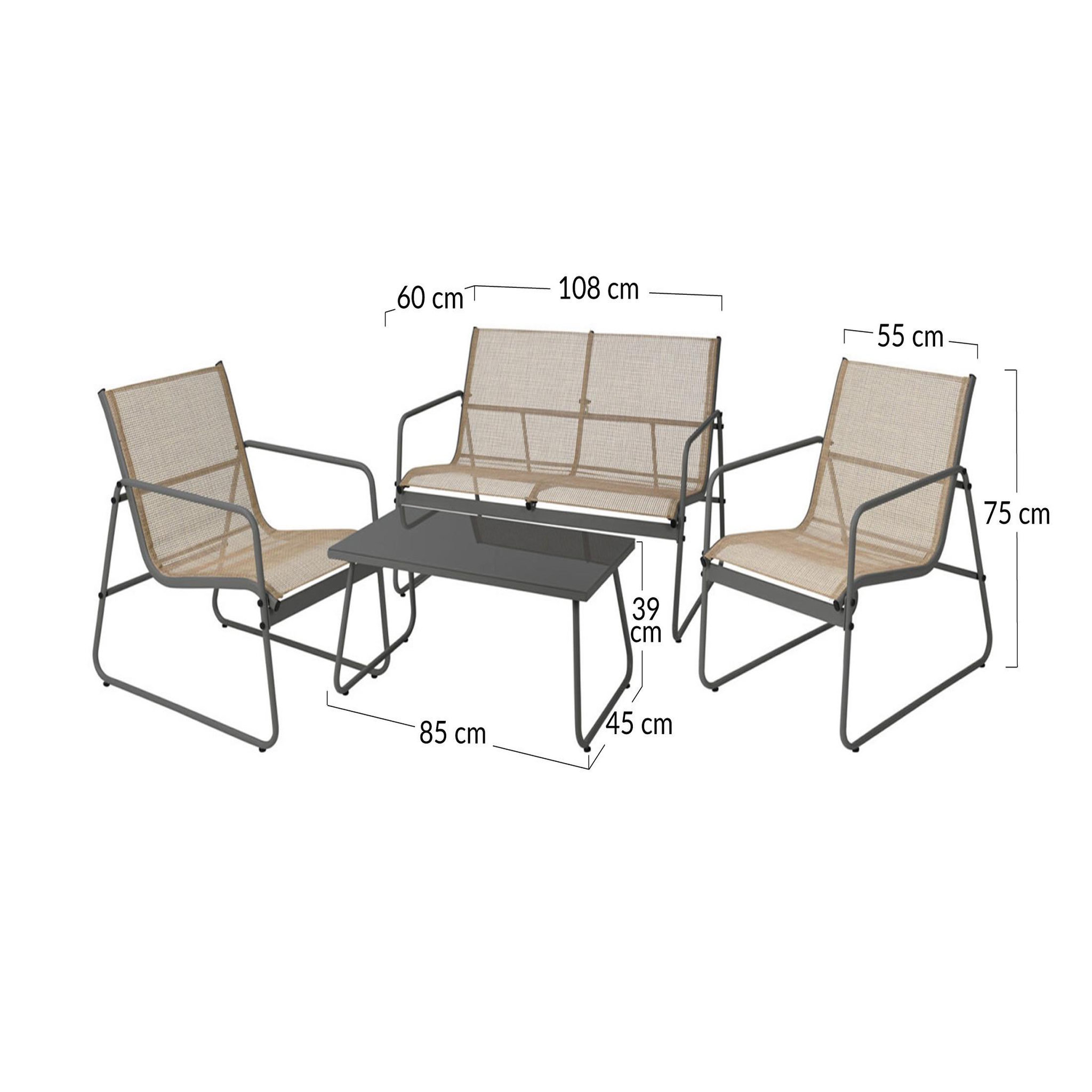 Voir la diapositive 4 : BEST MOBILIER Pilar - salon bas de jardin 4 places - métal et résine tressée