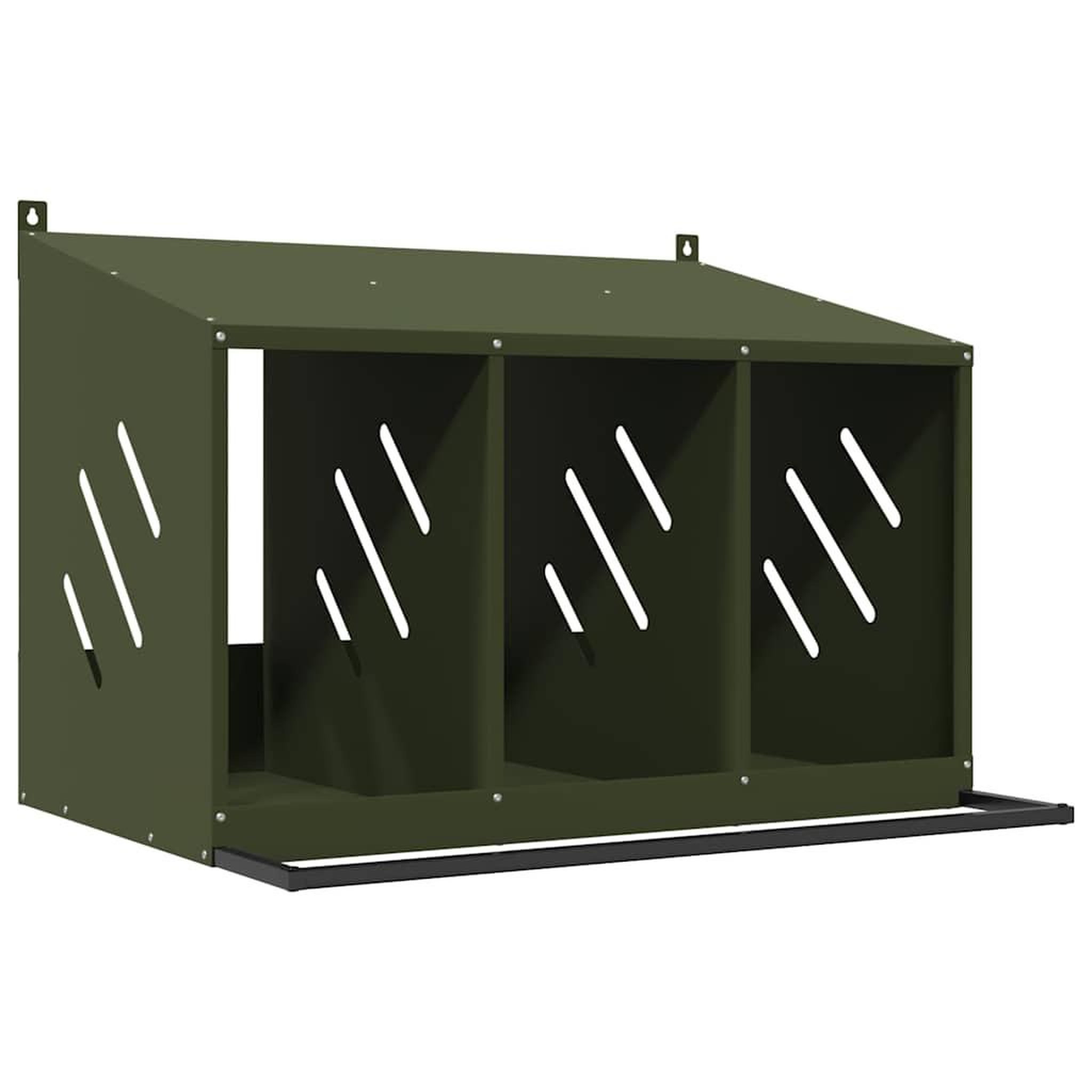 VIDAXL Nichoir a poules avec 3 compartiments vert olive metal