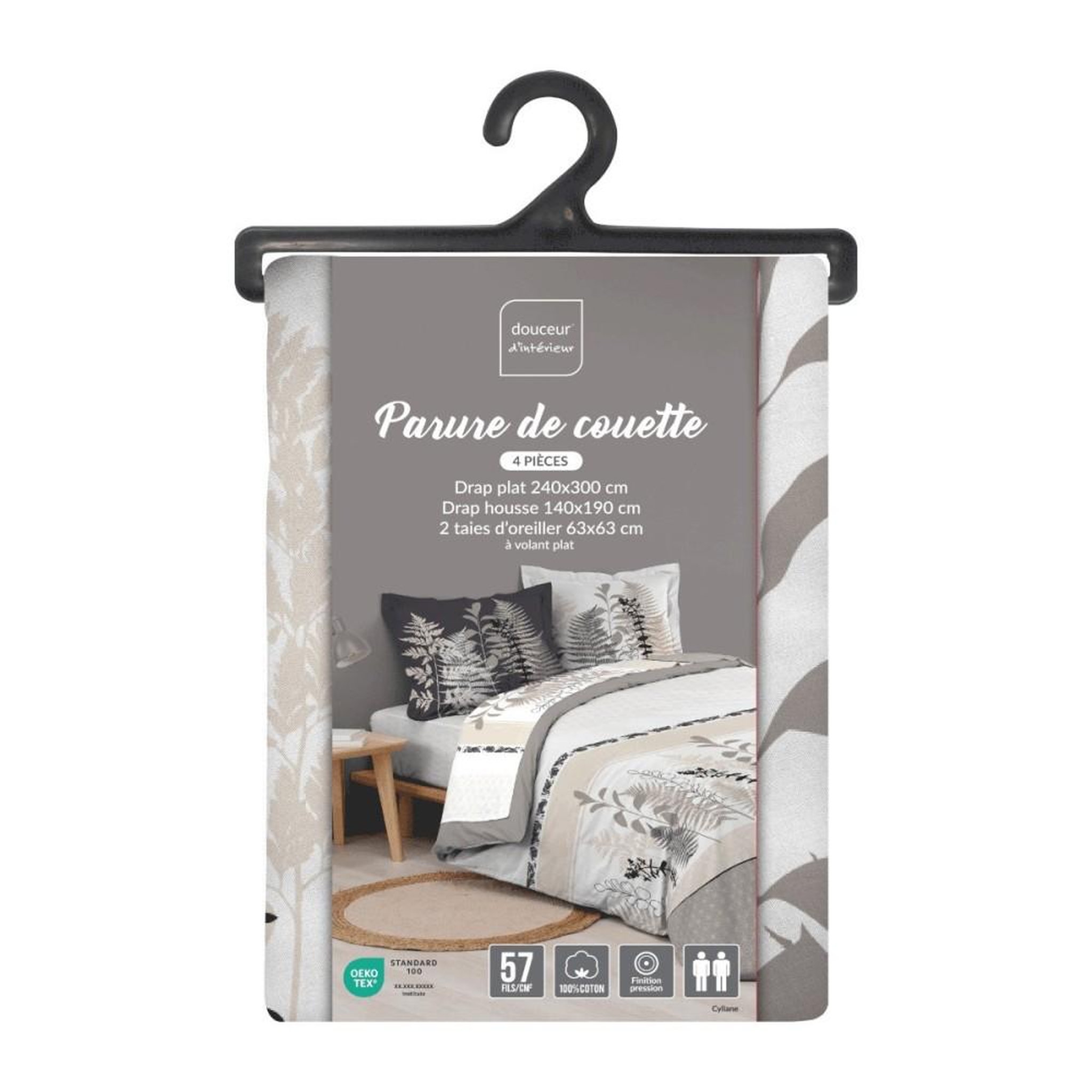 Voir la diapositive 4 : Douceur d'Intérieur Parure 4 pièces CYLIANE 2 personnes coton 57 fils