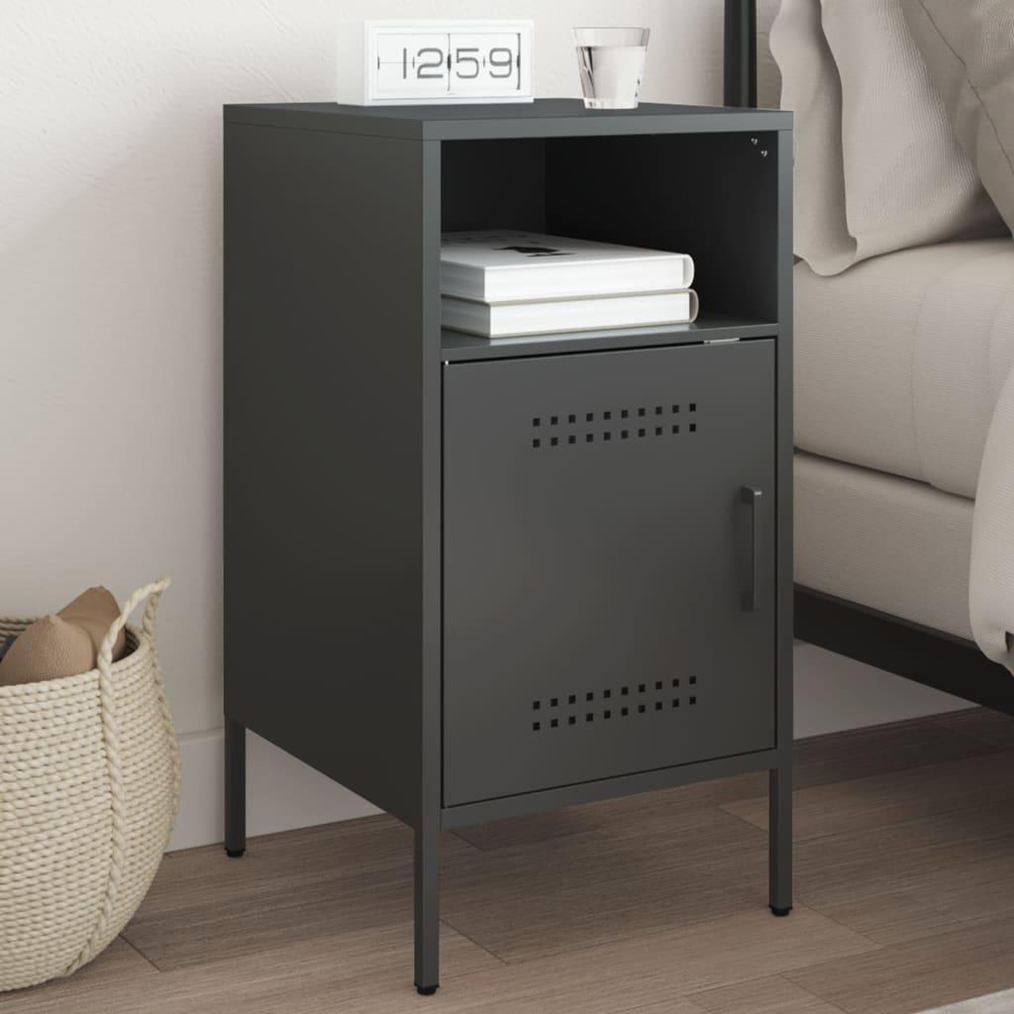 VIDAXL Table de chevet noir 36x39x68 cm acier