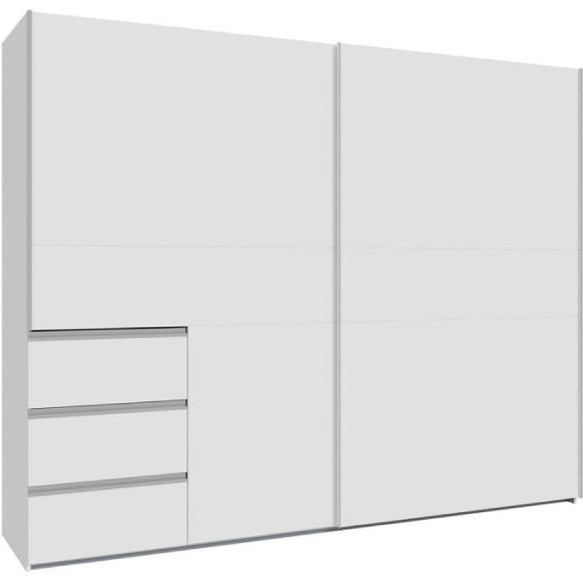 Voir la diapositive 4 : MARKET24 Armoire 2 portes coulissantes 3 tiroirs - Décor blanc mat - L 249 x P 61 x H 200 cm - WINN2