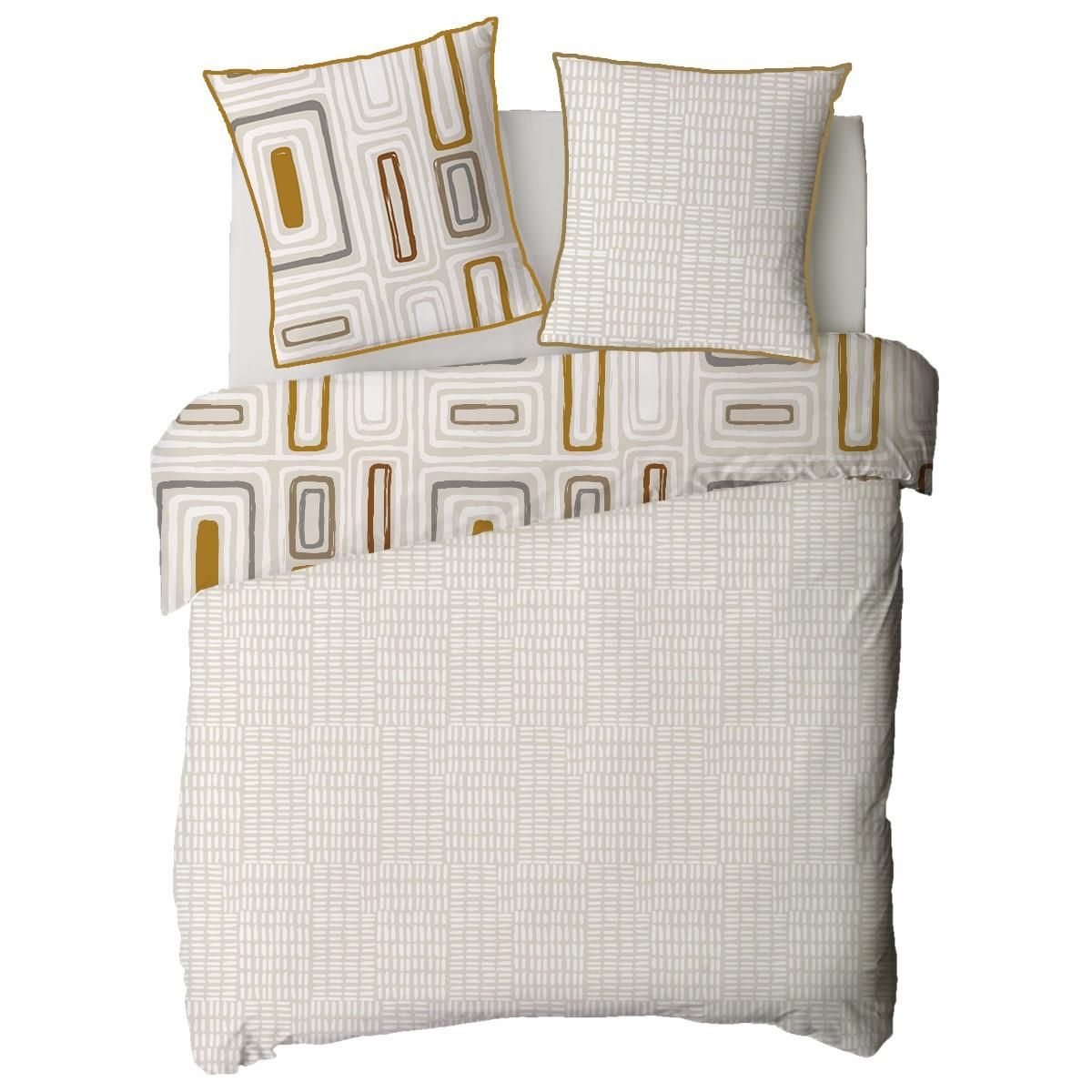 FUTURE HOME Parure de lit 2 personnes géométrique réversible