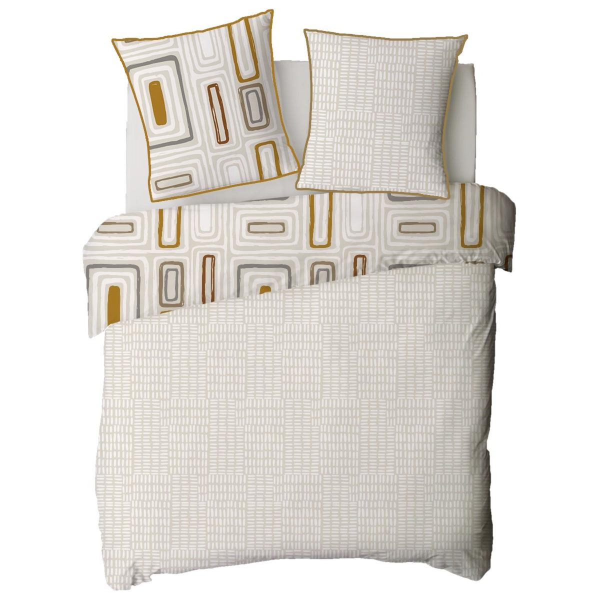 FUTURE HOME Parure de lit 2 personnes géométrique réversible