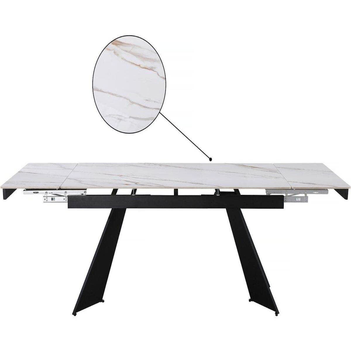 Habitat et Jardin Table de repas extensible en céramique 6 à 10 personnes  Equinoxe  - Blanc marbré gold
