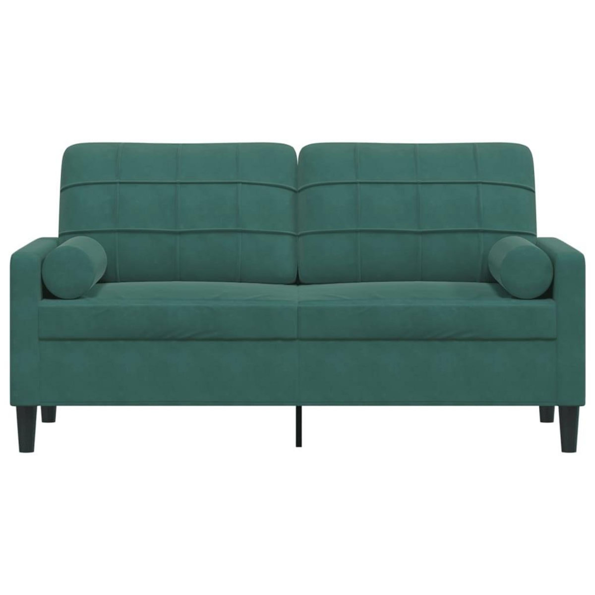 VIDAXL Canape 2 places avec oreillers vert fonce 140 cm velours