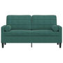 Voir la diapositive 3 : VIDAXL Canape 2 places avec oreillers vert fonce 140 cm velours