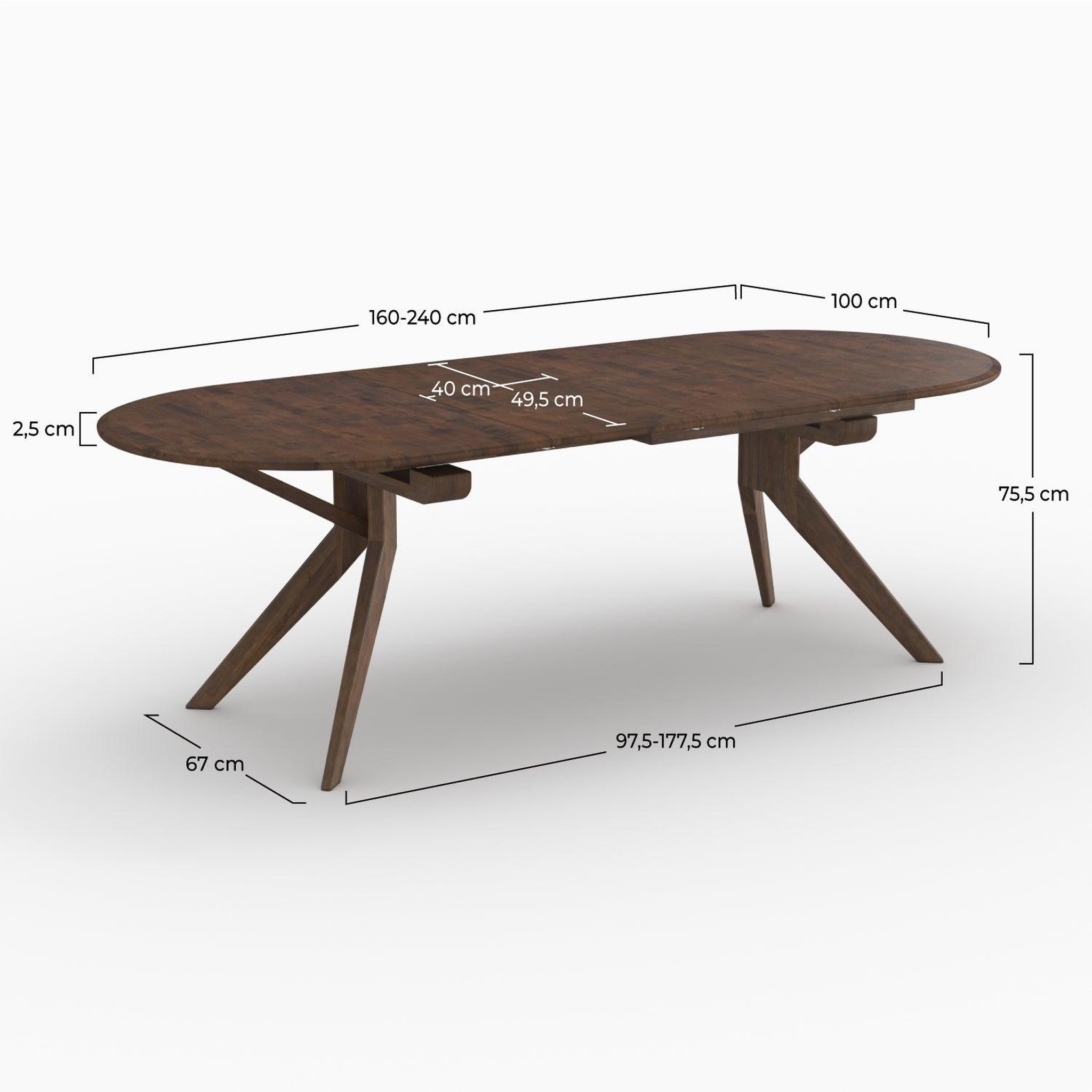 Voir la diapositive 4 : MAISON PAVANE Table extensible en bois d'hévéa massif foncé 6 à 10 personnes-oli