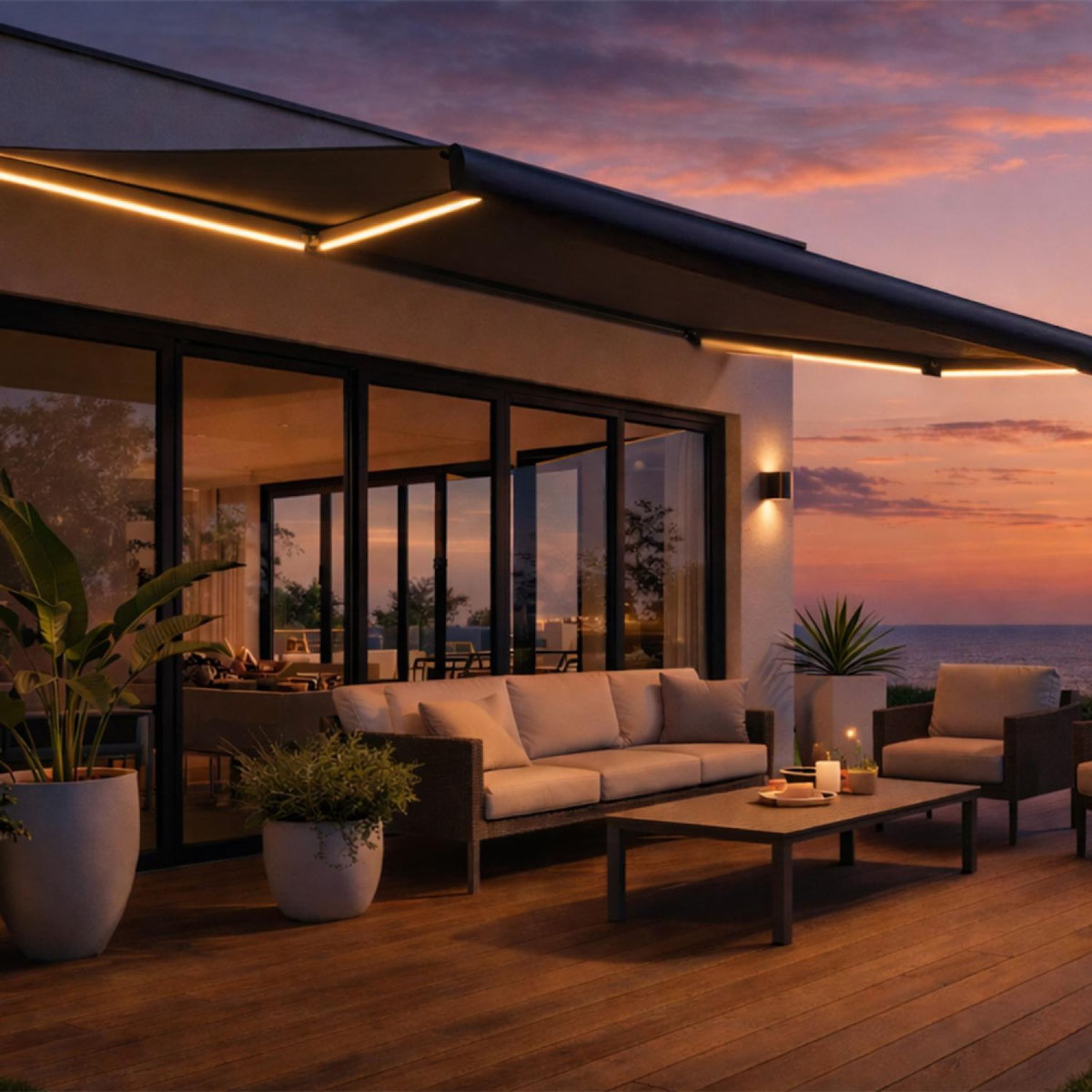 CONCEPT USINE Store banne LED motorisé 3 x 2,5 m gris CETO