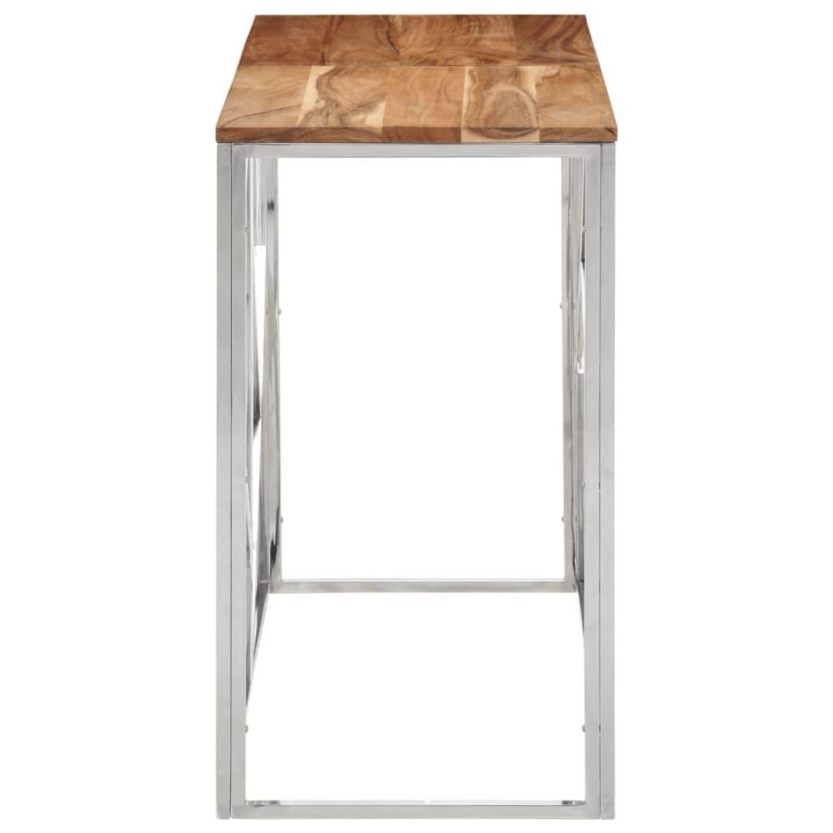 VIDAXL Table console argente acier inoxydable et bois massif d'acacia