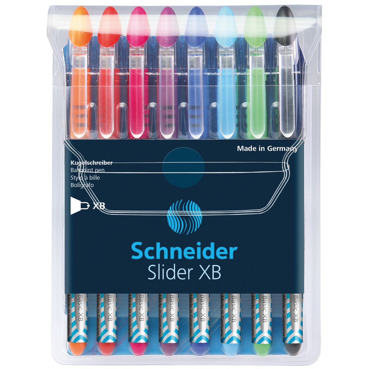 SCHNEIDER Lot de 8 stylos bille Slider Basic assortiment fantaisie