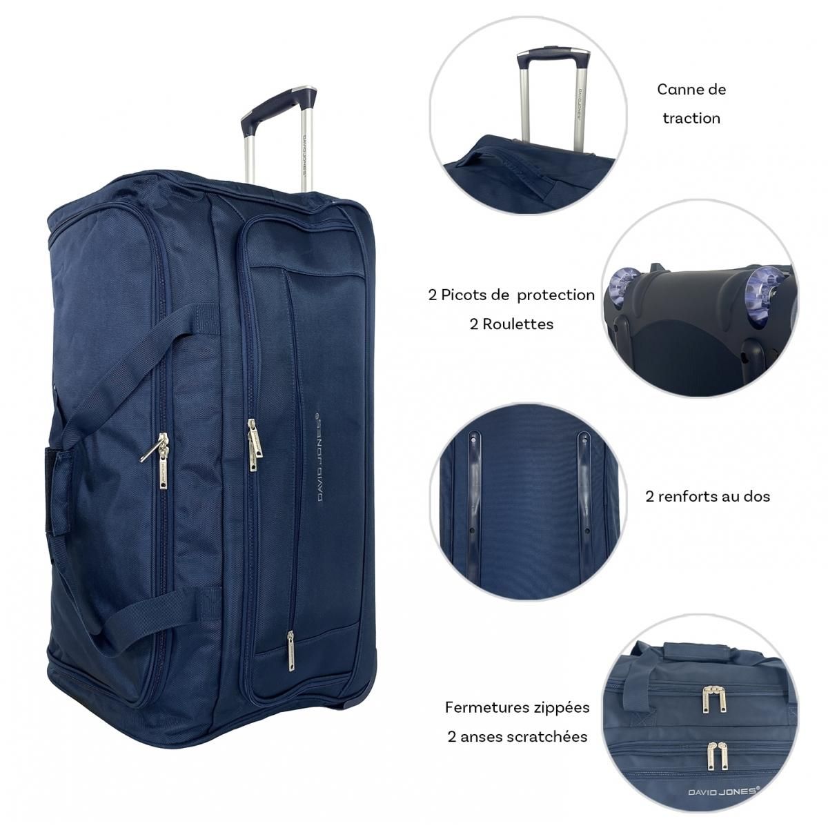 David Jones Sac de voyage avec roulettes 83L  70cm