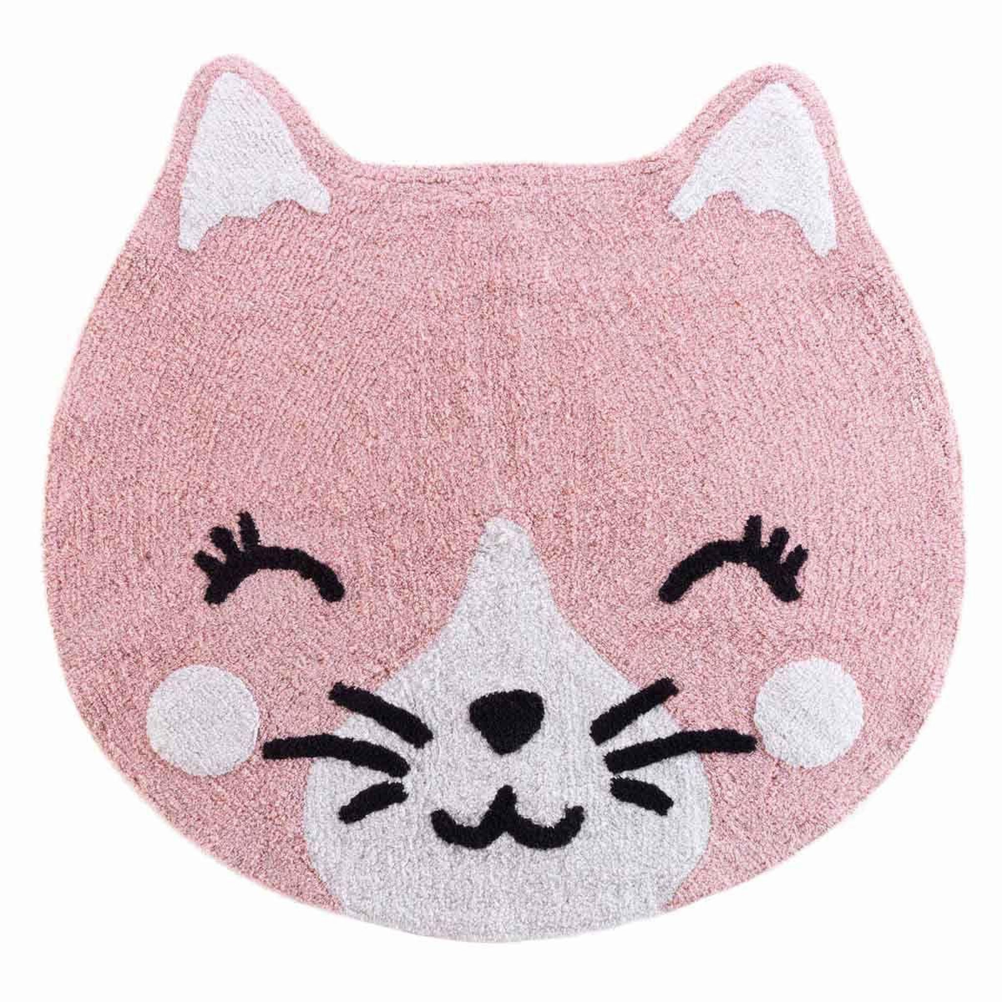 Voir la diapositive 1 : Douceur d'Intérieur Tapis rond enfant déco  chaton  90cm rose