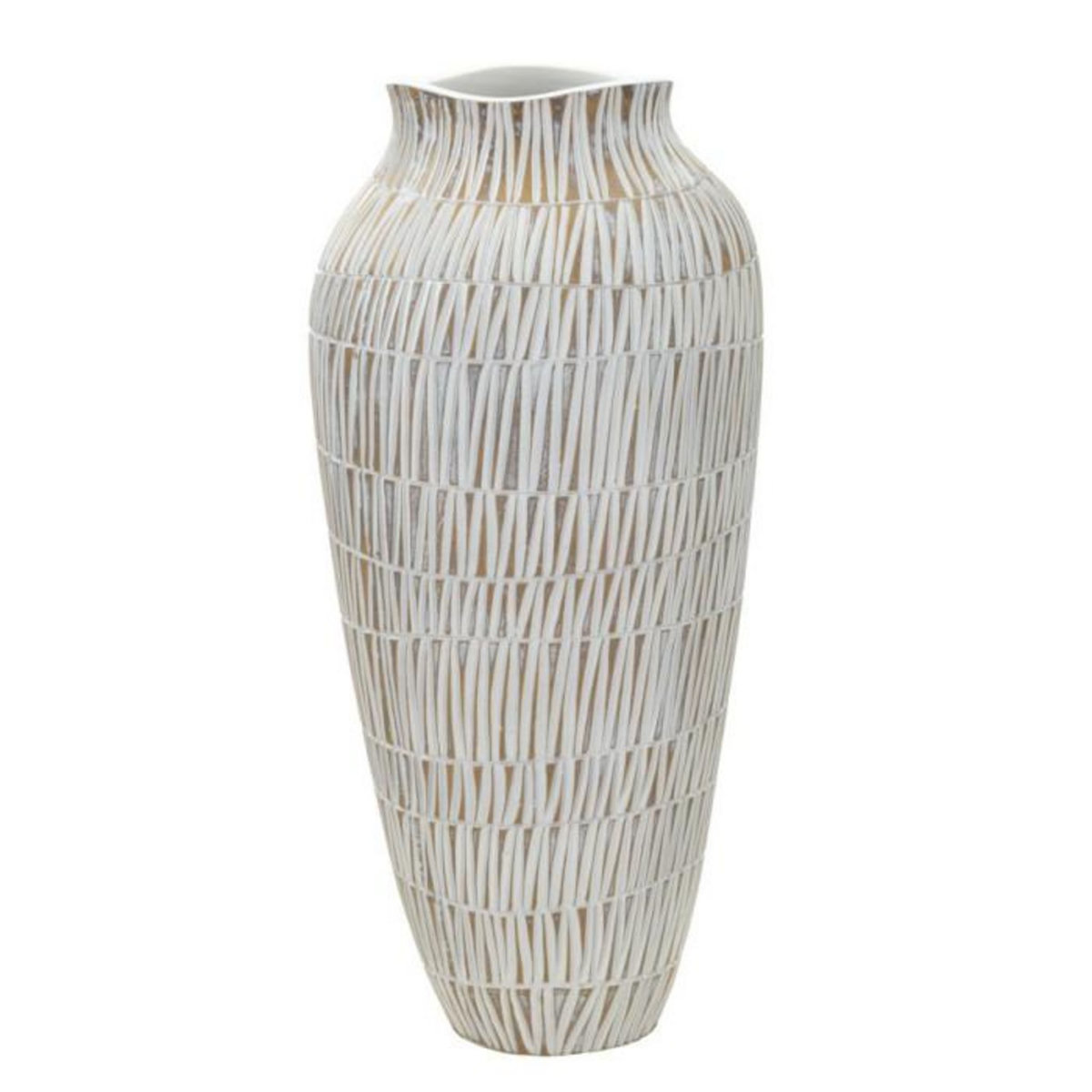 Paris Prix Vase Déco en Résine  Stiky  50cm Or & Blanc