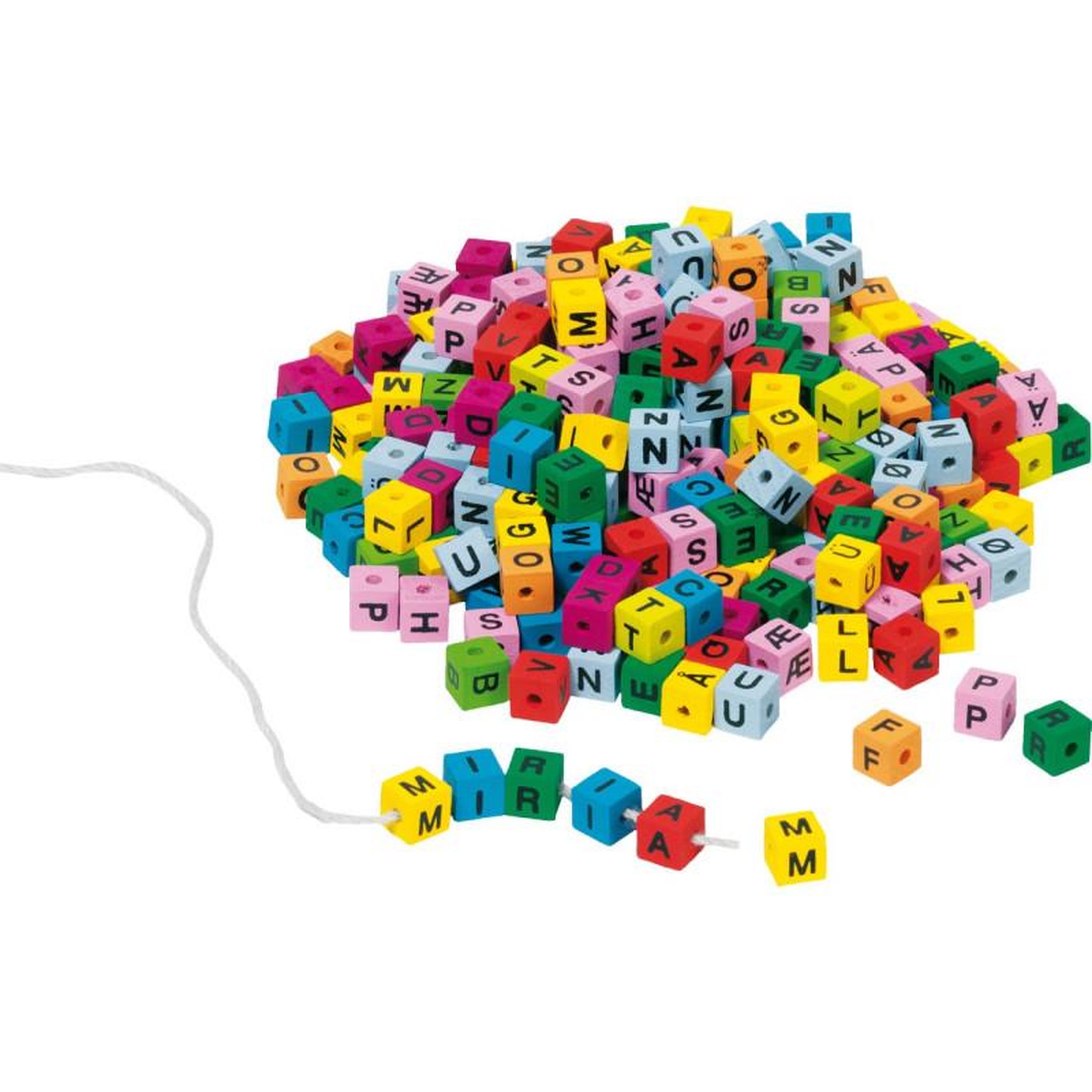 Goki GOKI Assortiment de Cubes de lettres colorés à enfiler