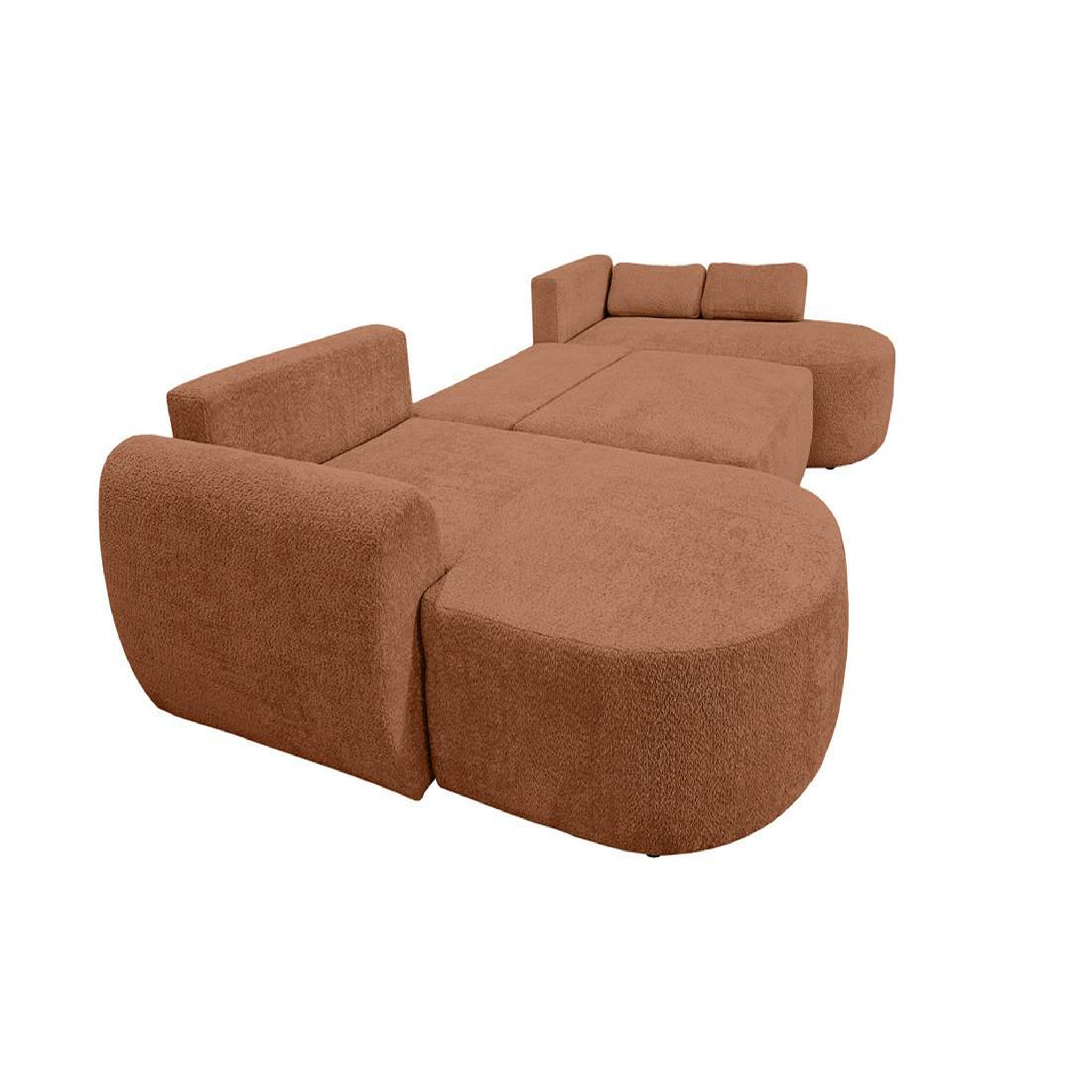 Voir la diapositive 2 : BEST MOBILIER Mahina - canapé panoramique en u 7 places - convertible avec coffre - en tissu bouclette
