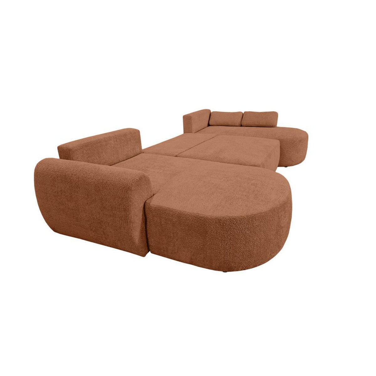 BEST MOBILIER Mahina - canapé panoramique en u 7 places - convertible avec coffre - en tissu bouclette