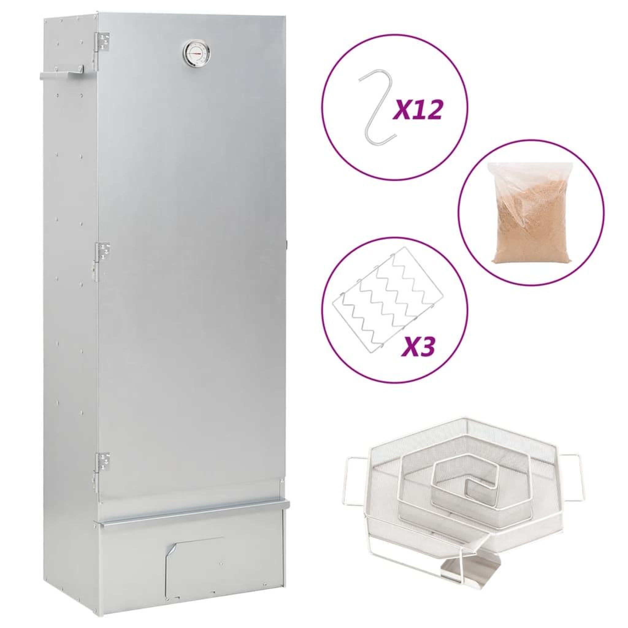 VIDAXL Fumoir a four a BBQ generateur de fumee froide acier galvanise