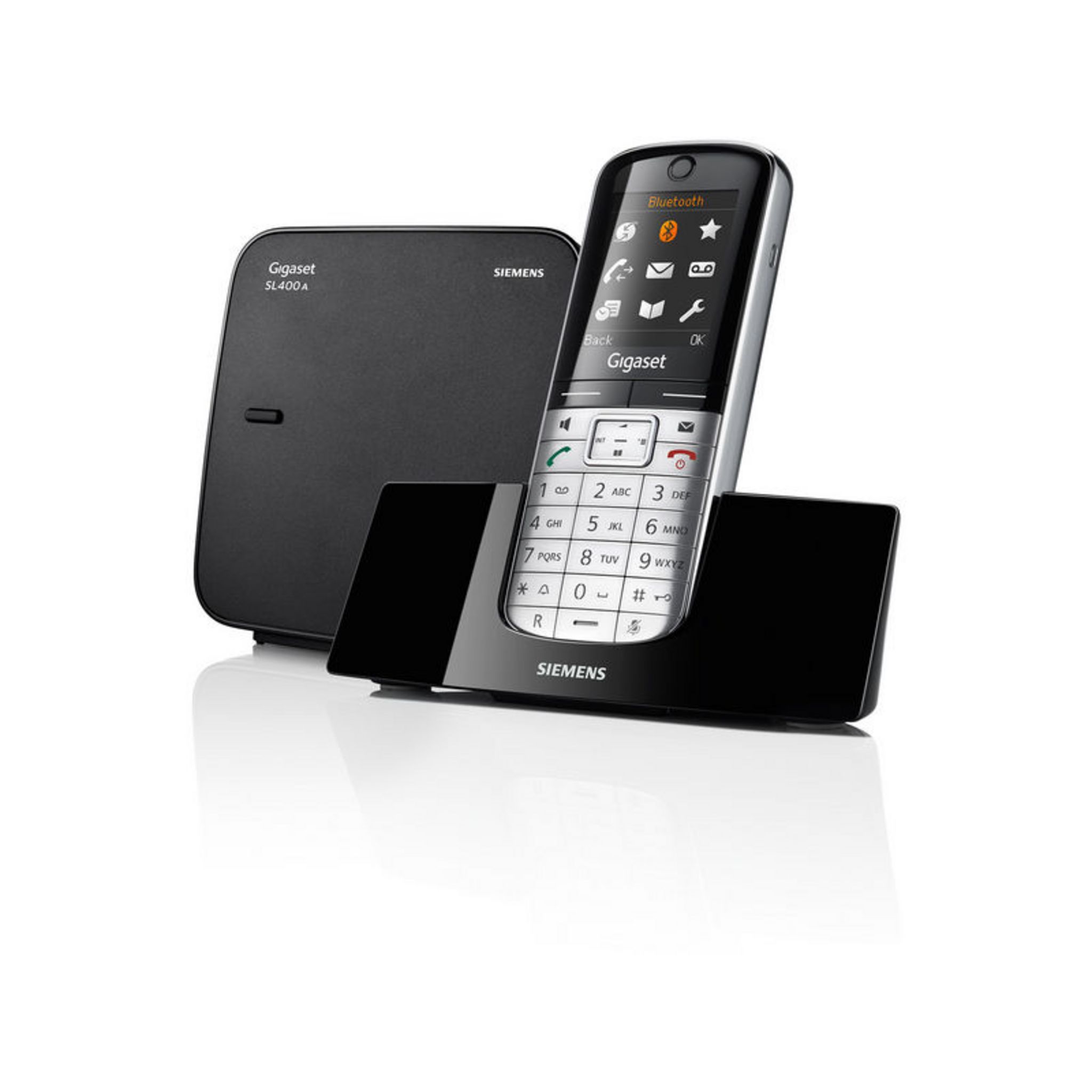 Téléphone Sans Fil Siemens Gigaset SL400 - Design Fin Métal/piano Noir - Écran Couleur, Bluetooth, ECO DECT