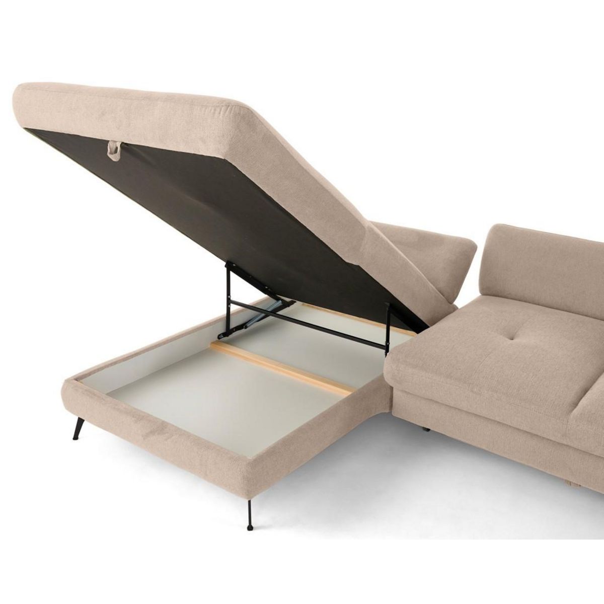 LISA DESIGN Ninon - canapé d'angle gauche 4 places convertible avec coffre en tissu texturé