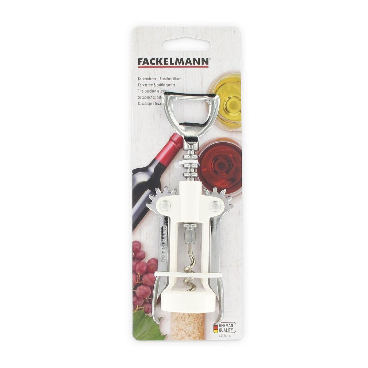 Fackelmann Tire-bouchon à levier blanc avec décapsuleur Fackelmann Bar Concept