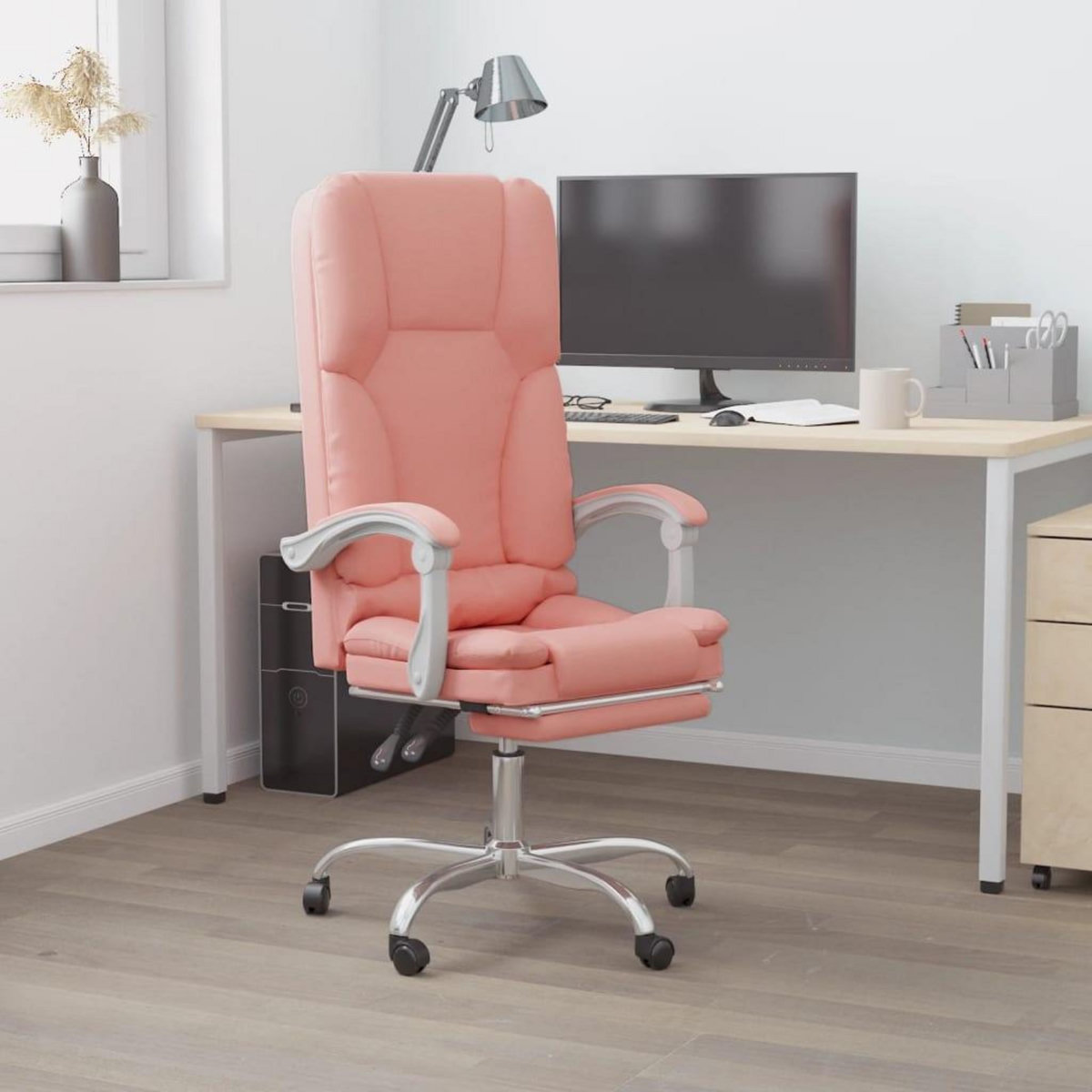 VIDAXL Fauteuil de massage inclinable de bureau Rose Similicuir