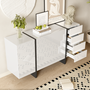 Voir la diapositive 5 : MERAX Buffet 3 porte(s) 4 tiroir(s) - 150 cm blanc+noir mdf