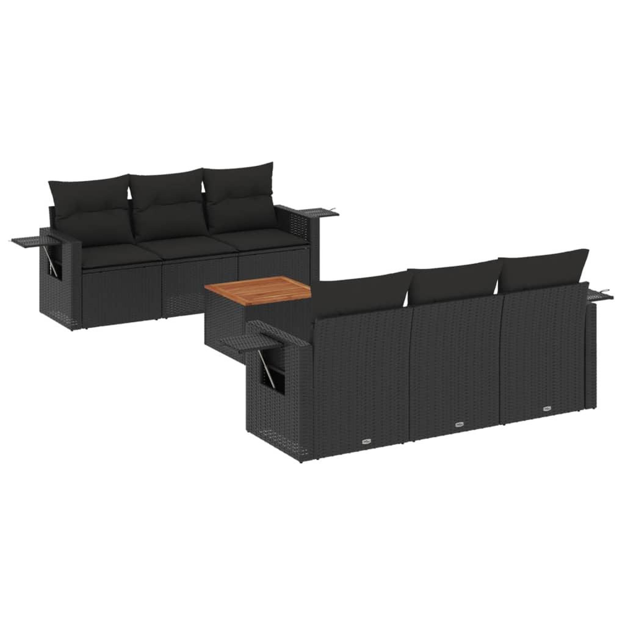 Voir la diapositive 2 : VIDAXL Salon de jardin 7 pcs avec coussins noir resine tressee