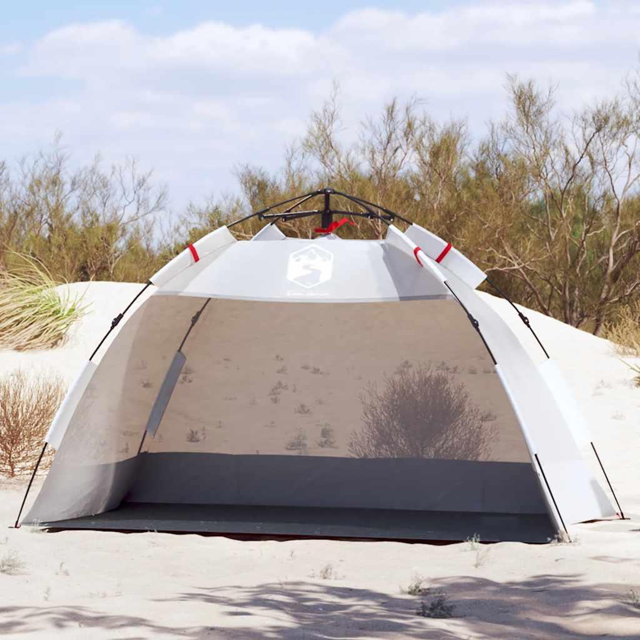 VIDAXL Tente de plage 2 personnes gris liberation rapide impermeable