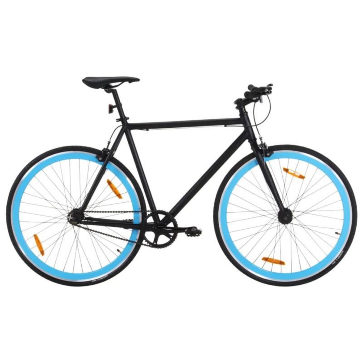 VIDAXL Vélo à pignon fixe noir et bleu 700c 55 cm